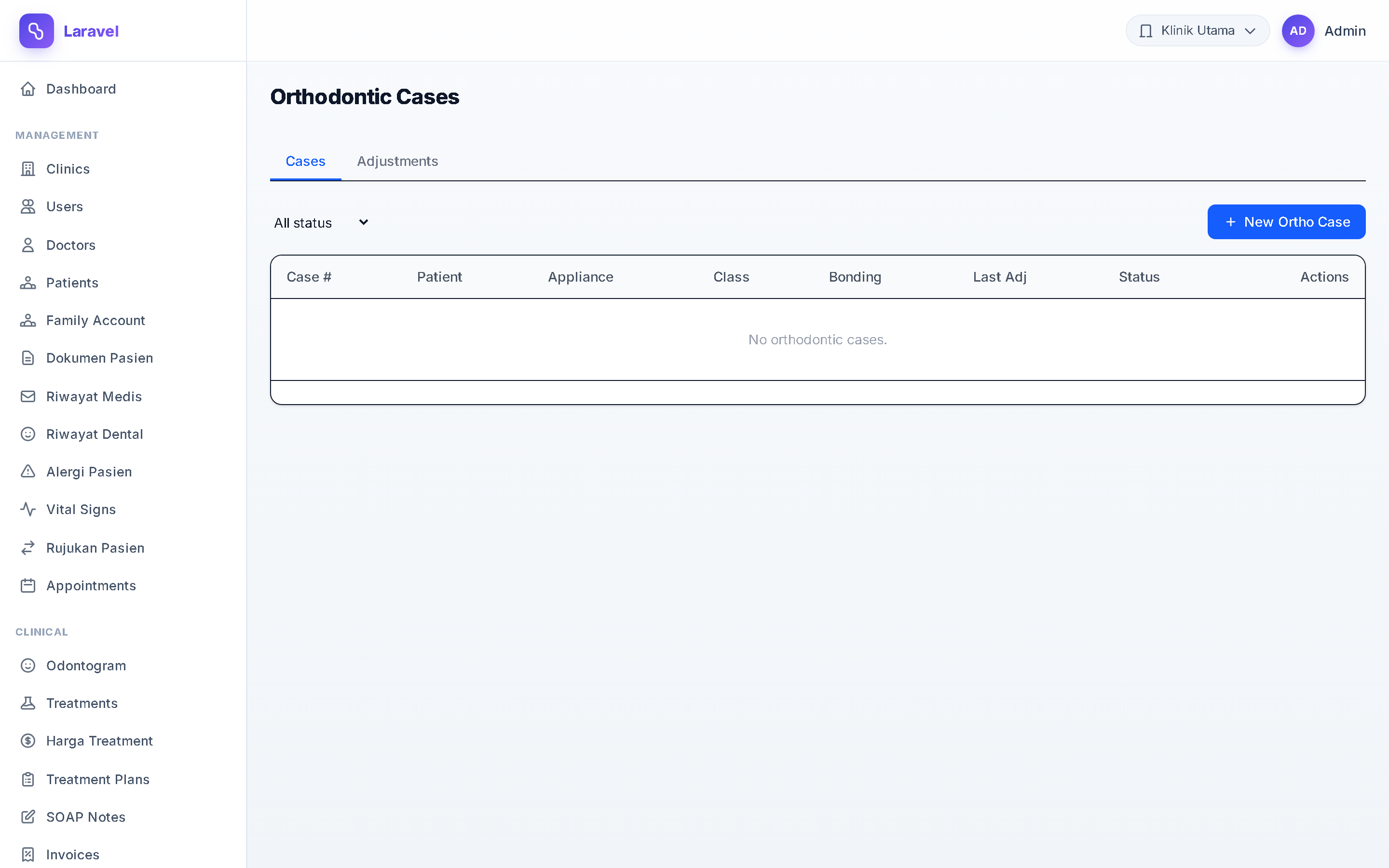 Screenshot Orthodontic Case Tracking