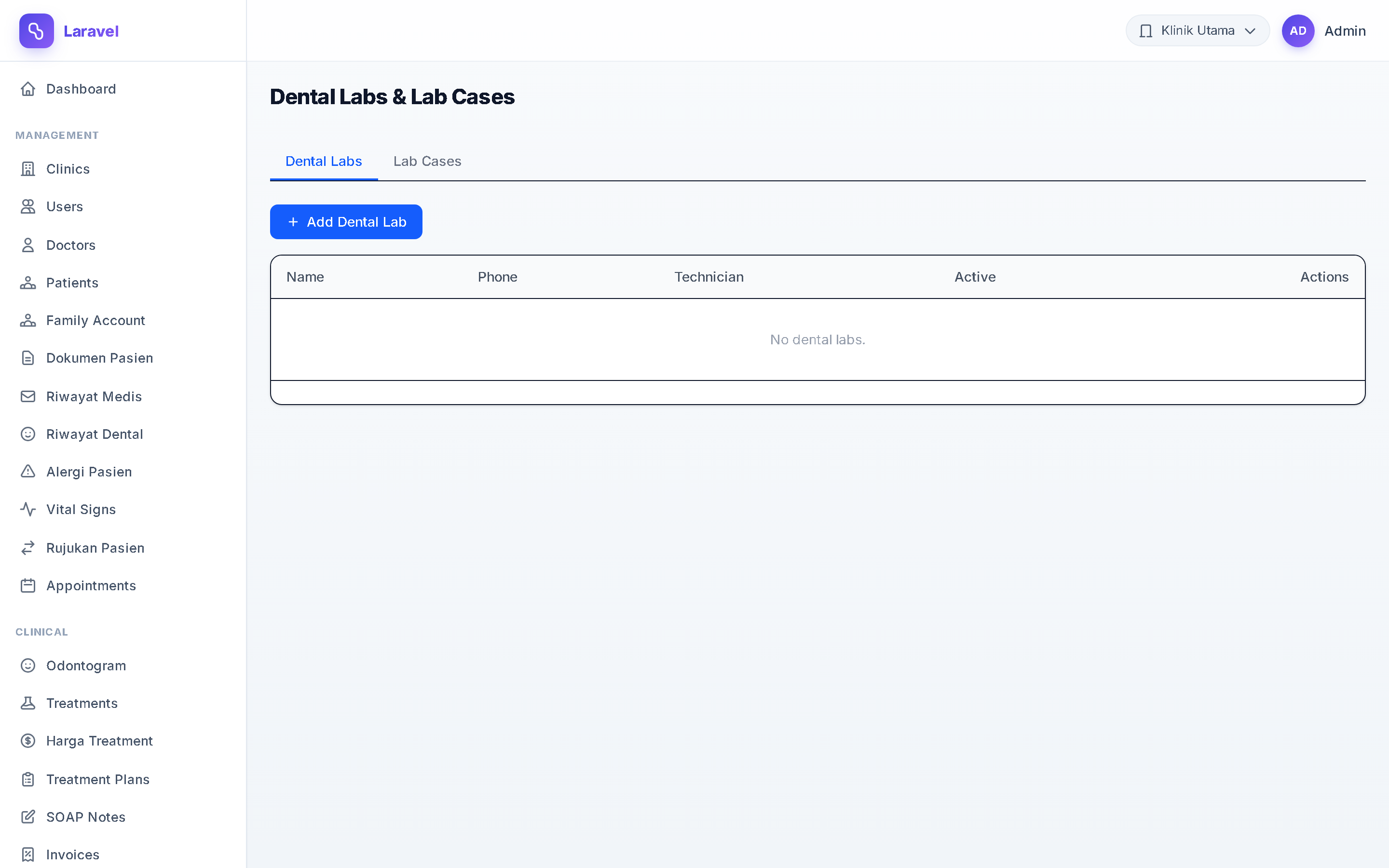 Screenshot Lab Case Tracking