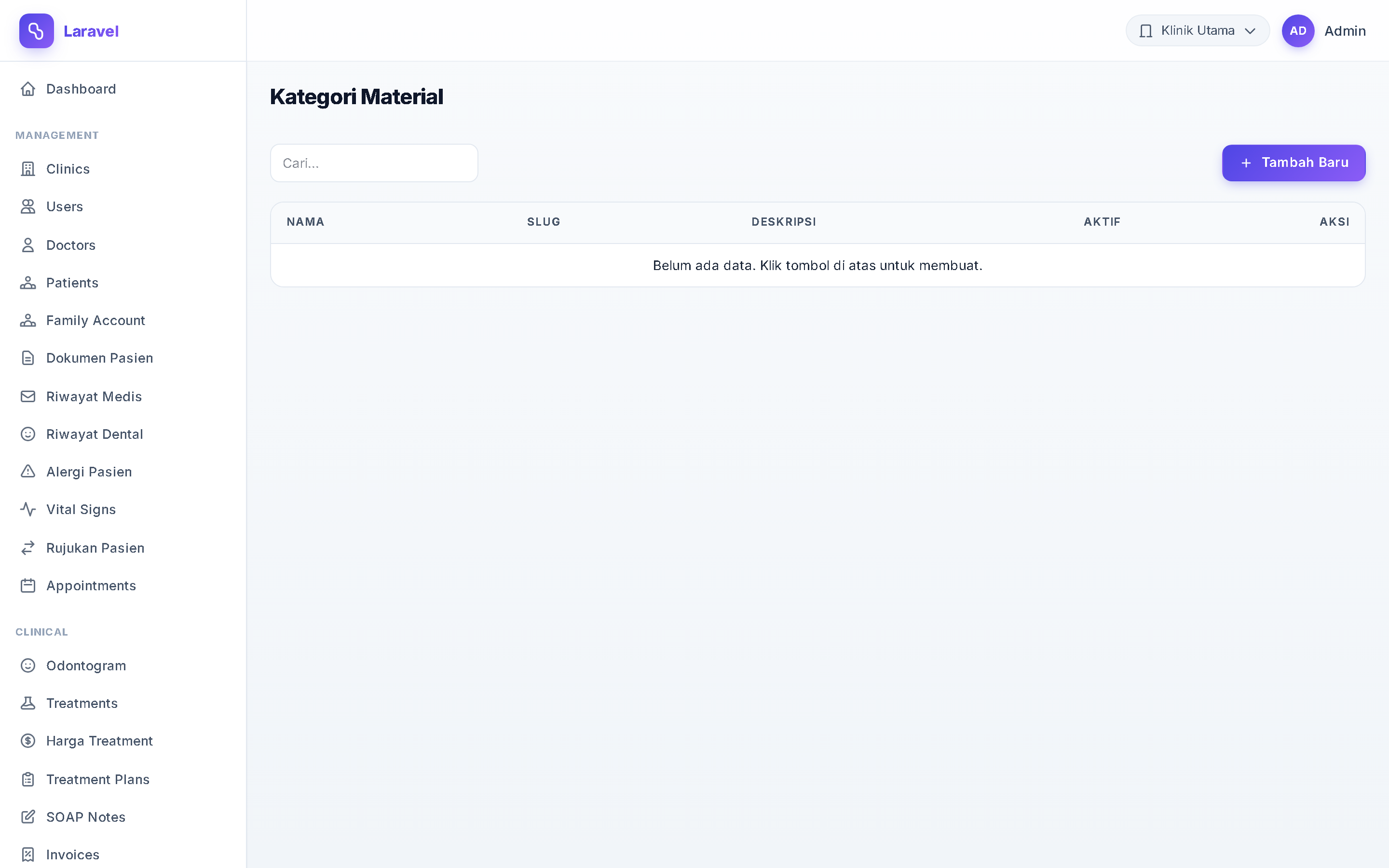 Screenshot Kategori Material